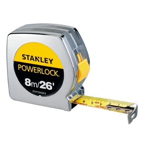 SKI - สกี จำหน่ายสินค้าหลากหลาย และคุณภาพดี | STANLEY #33-428 ตลับเมตรชุบโครเมี่ยม 8 ม. (Powerlock Tape Rule) PBT